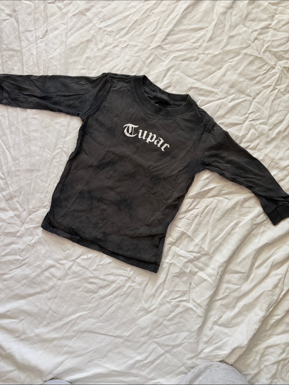 Cotton On Black Long-Sleeve Tee with White "Tupac" Graphic